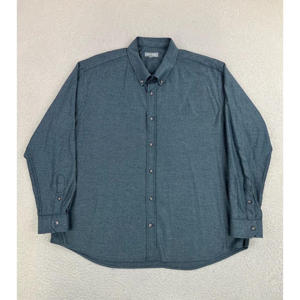 Ash & Erie Shirt Mens 2XL Blue Herringbone Long Sleeve Button Up Cotton Casual